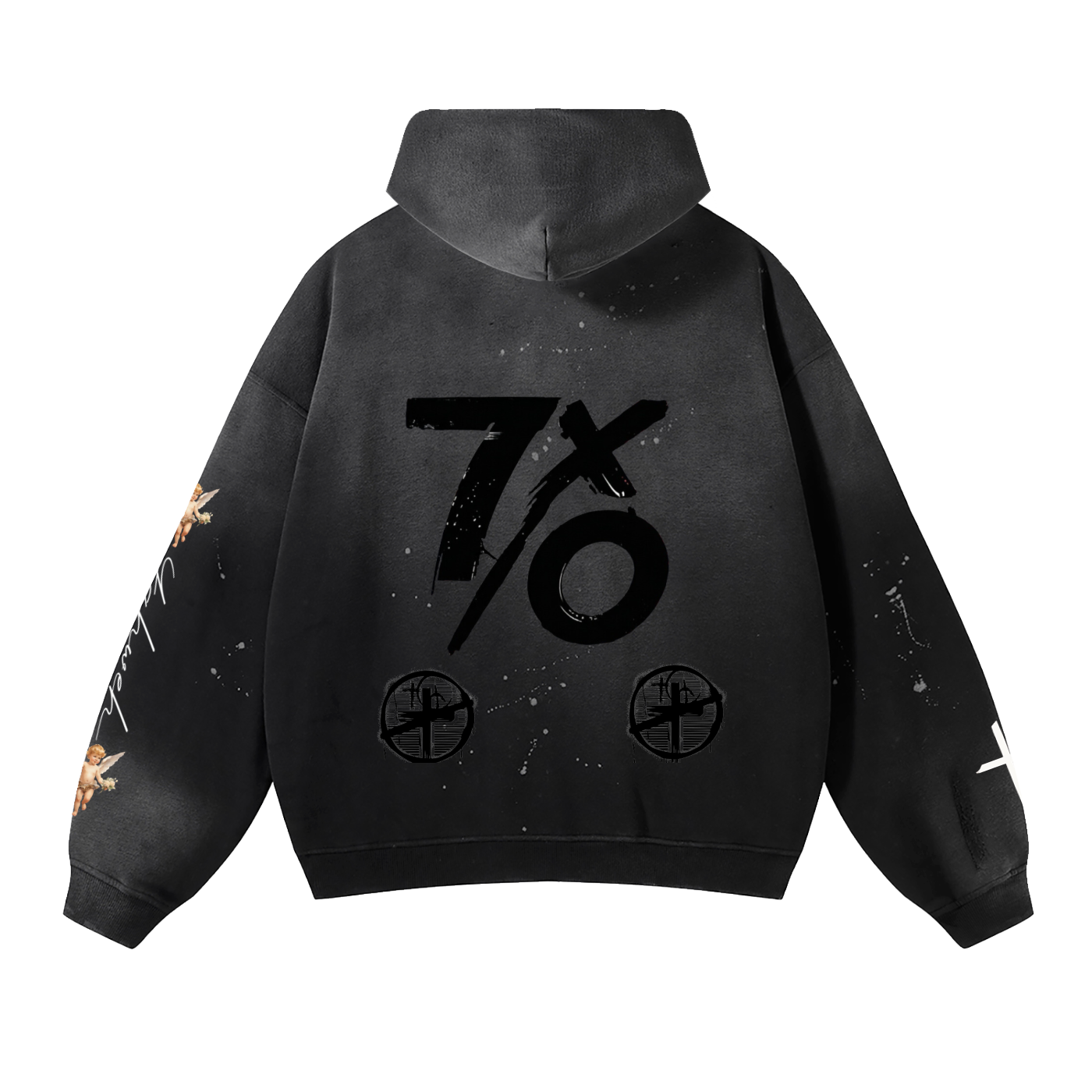 Vintage Washed Frayed Fleece Hoodie