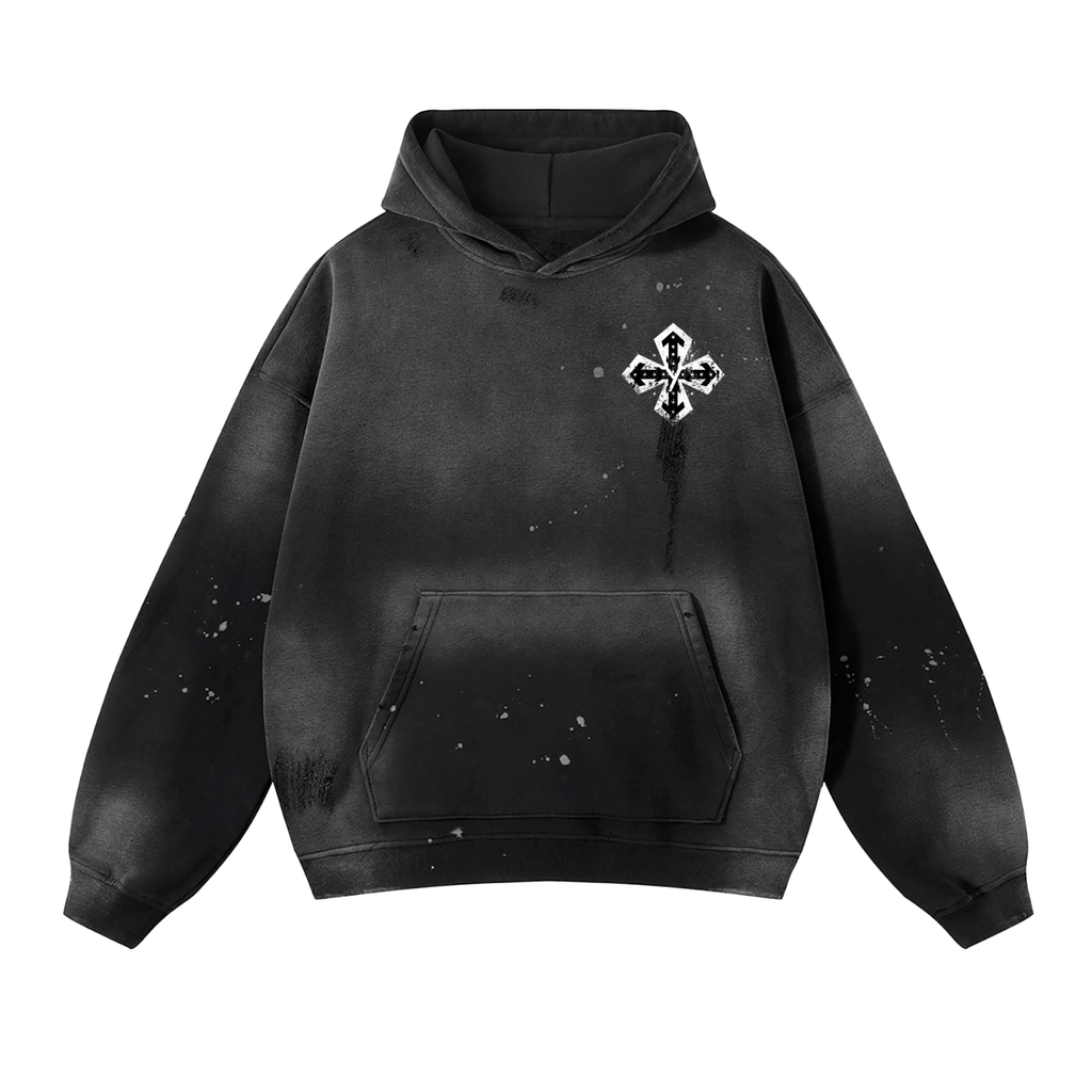 Graphic hoodie ,Acid wash ,Black hoodie 