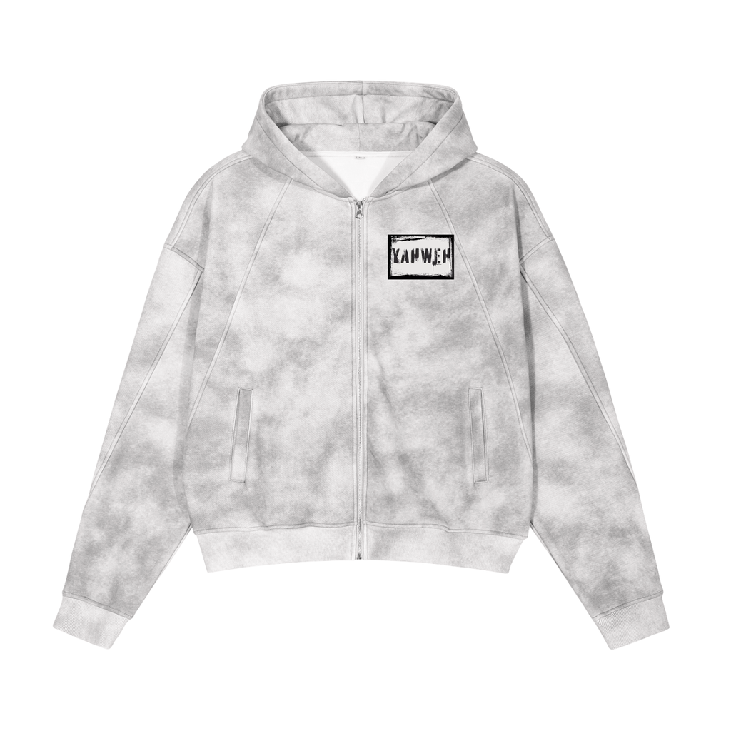 Dirty Washed Zip-Up Fleece Hoodie