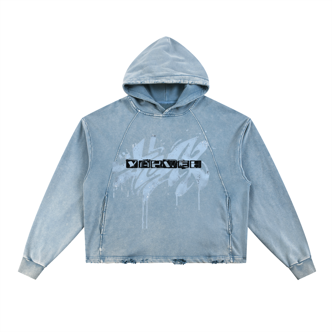 Designer hoodie ,Acid wash ,Snow washed,Blue hoodie 