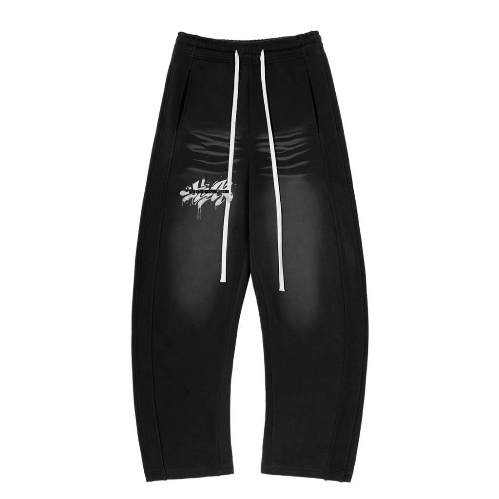 Curved joggers,Outerwear ,Streetwear ,Graphic joggers 